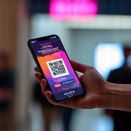 Visitor scanning digital Expo ticket on smartphone.